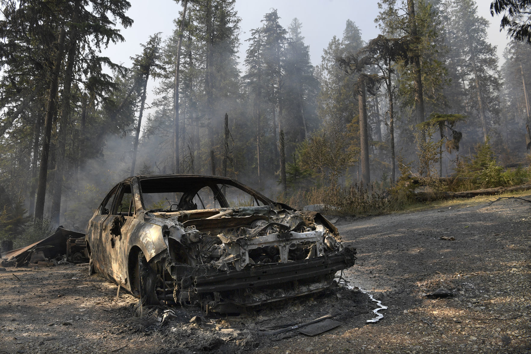 Remains of a burned car